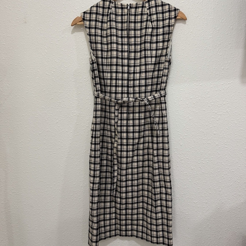 VTG Pendleton Wool Dress Sleeveless Women's Size 10 Plaid Black & White Knee - Picture 5 of 8